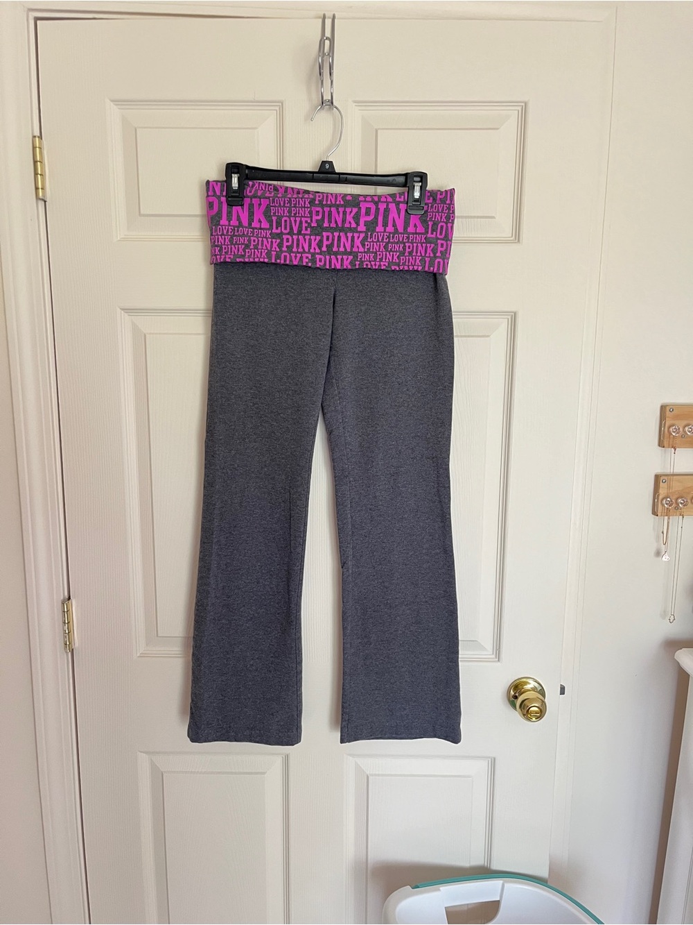VS pink fold over purple gray size medium yoga pants y2k
